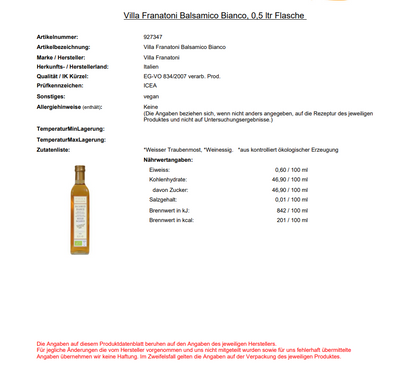 Villa Franatoni, Balsamico Bianco, 500ml