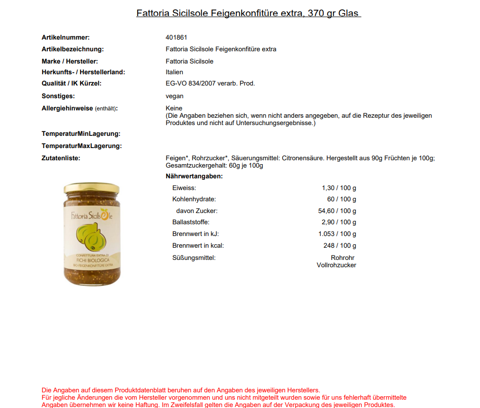 Fattoria Sicilsole, Feigenkonfitüre extra, 370g