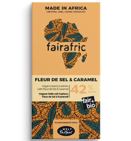 Vegane Fleur de Sel & Caramel mit Cashew Bio fairafric 80 gr