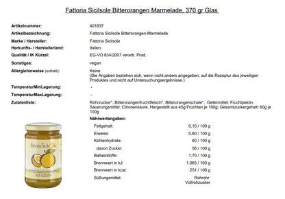 Fattoria Sicilsole, Bio Bitterorangen Marmelade