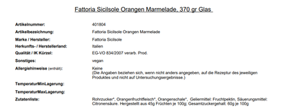 Fattoria Sicilsole, Bio Orangen Marmelade, 370g