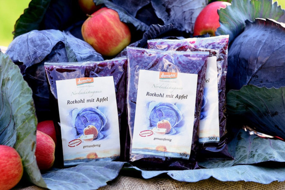 Rotkohl mit Apfel Gegart Regional Handarbeit Fam. Schoof
