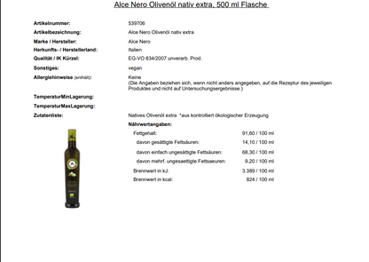 Alce nero Olivenöl, extra Vergine, Bio 500ml