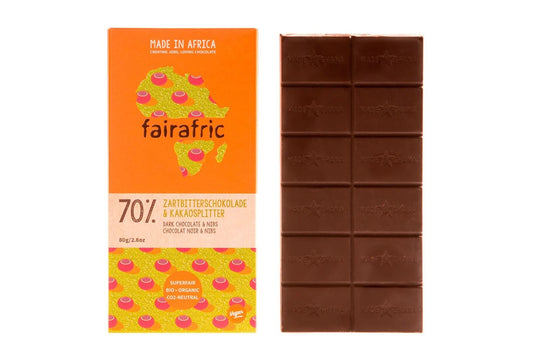 Zartbitterschokolade & Kakaosplitter (70%) fairafric 80g