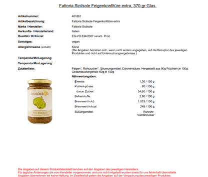 Fattoria Sicilsole, Feigenkonfitüre extra, 370g